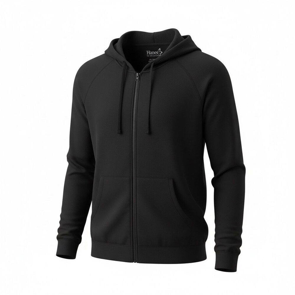 Hanes Pontoon Queen Cotton Zip Hoodie Black Full Zip Sweatshirt Womens XXL